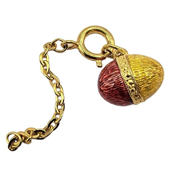Joan Rivers Gold Tone Red Enamel Textured Egg Charm Pendant - Picture 2 of 4